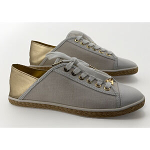 MICHAEL Kors Women’s Kristy Slides Tie Canvas Sneaker W/ Gold Accents Size 6 NIB